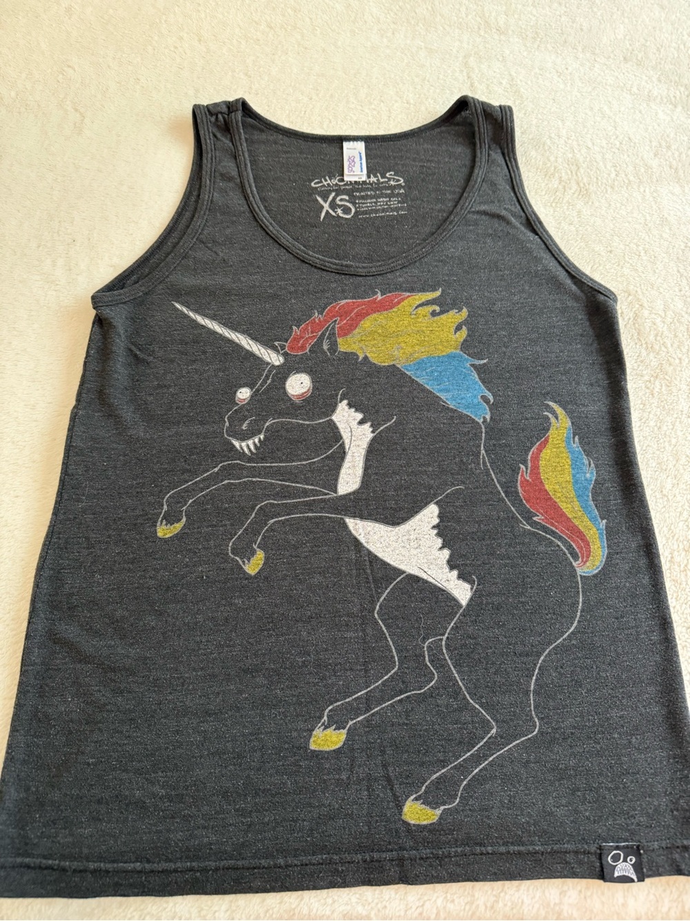 American Apparel Black Girls' Unicorn Tank with Rainbow Mane